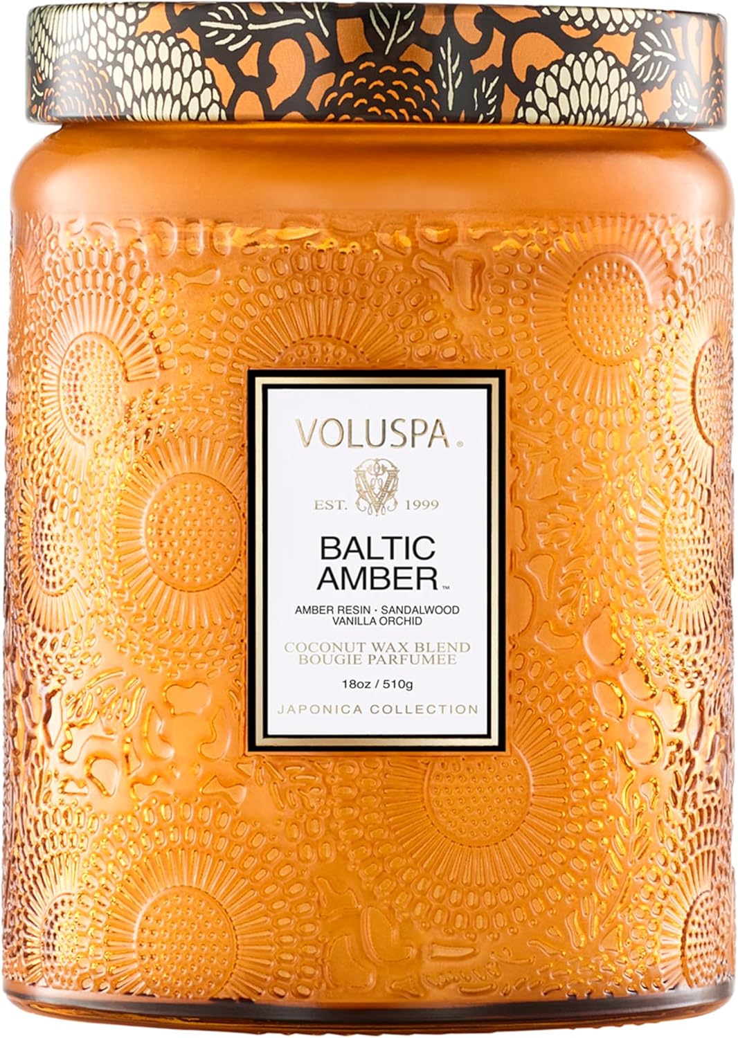 Amber Jar Candle - Baltic Amber Candle 18 oz Coconut