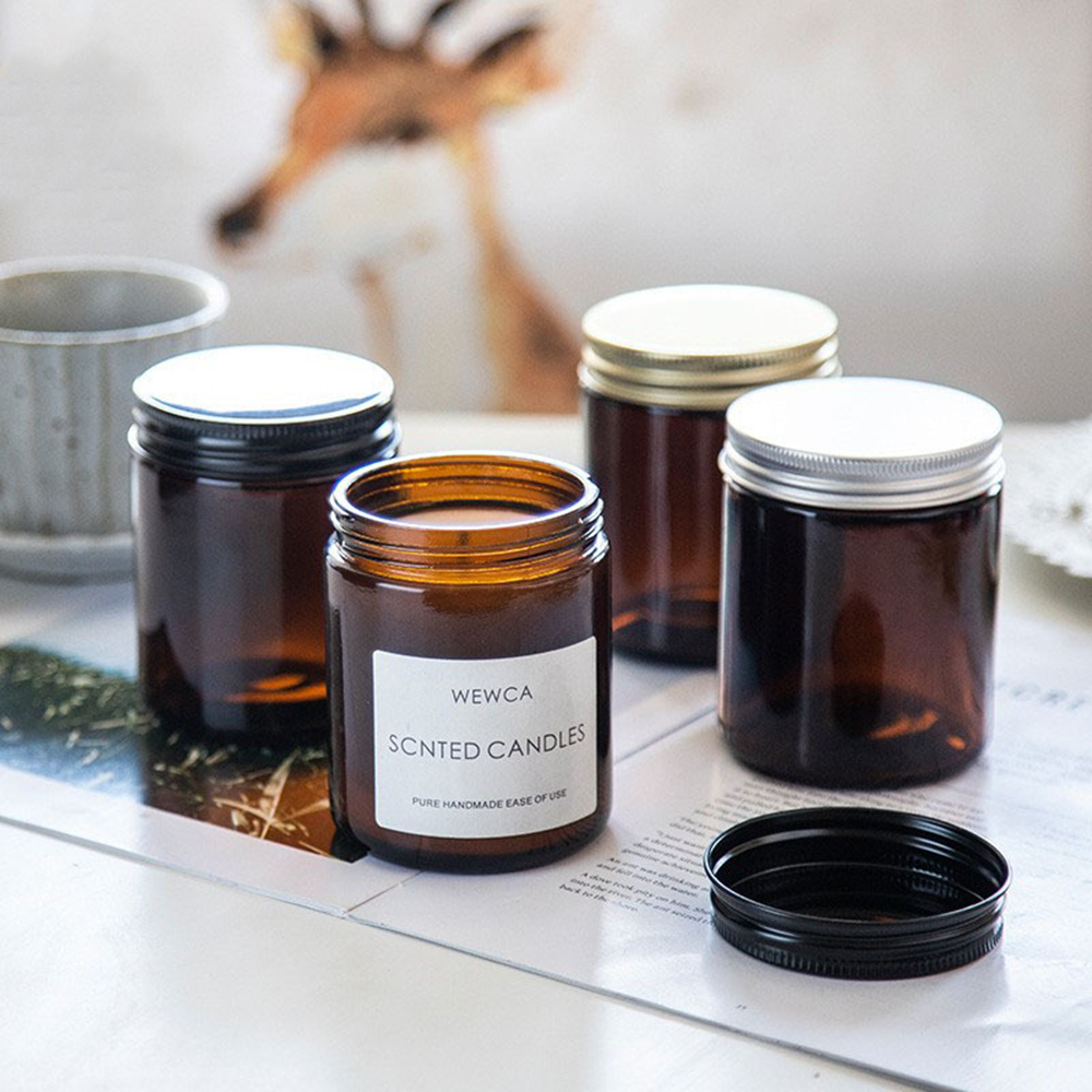 Amber Jar Candle - Empty Candle Jars, 8oz Amber Glass