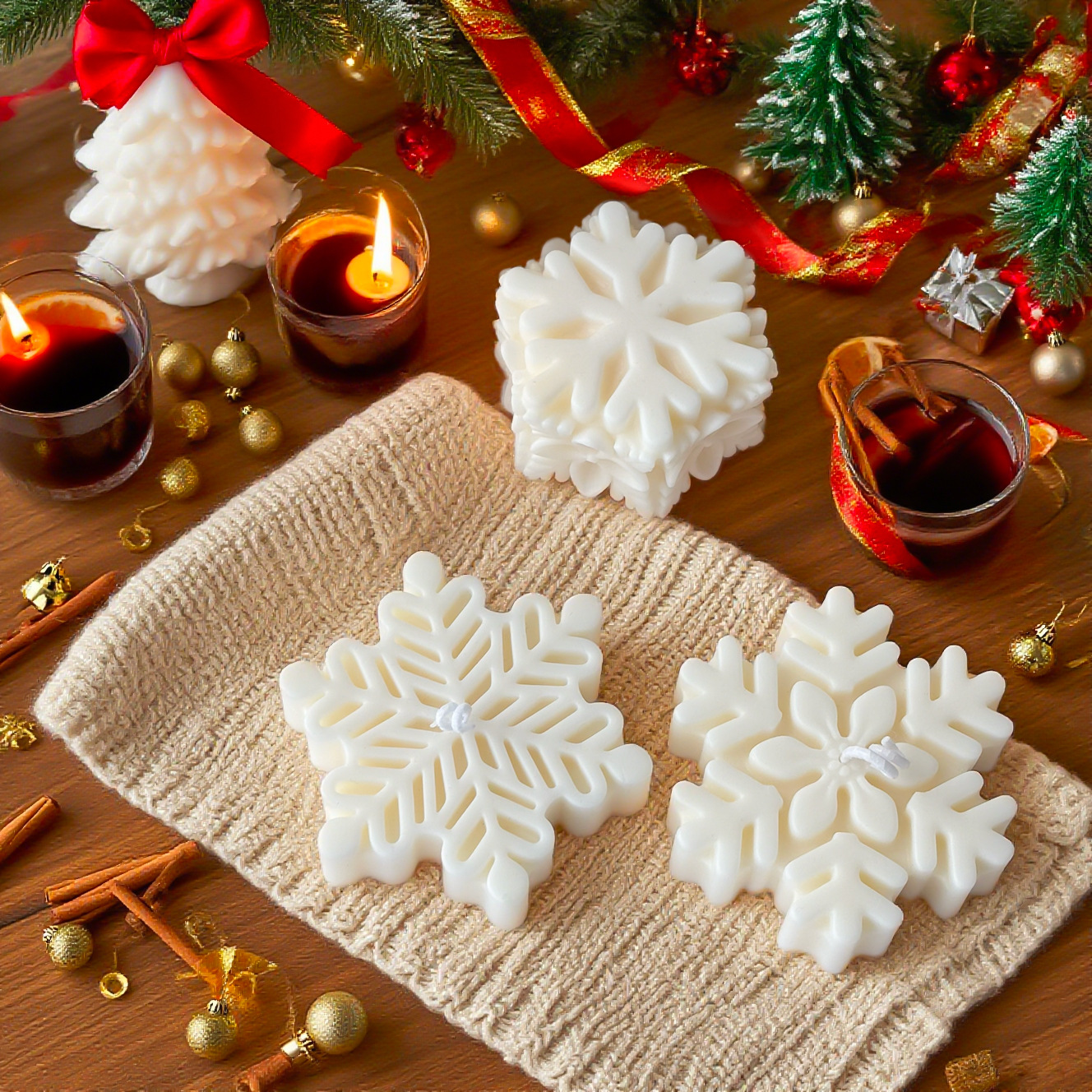 Home Fragrance French - 1Pc Christmas Snowflake Scented Candle, ins