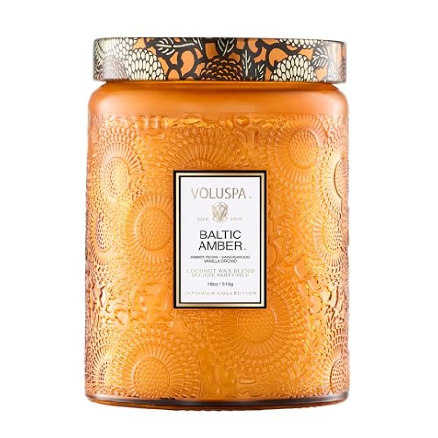 Amber Jar Candle - Baltic Amber Candle, 18 oz, Coconut