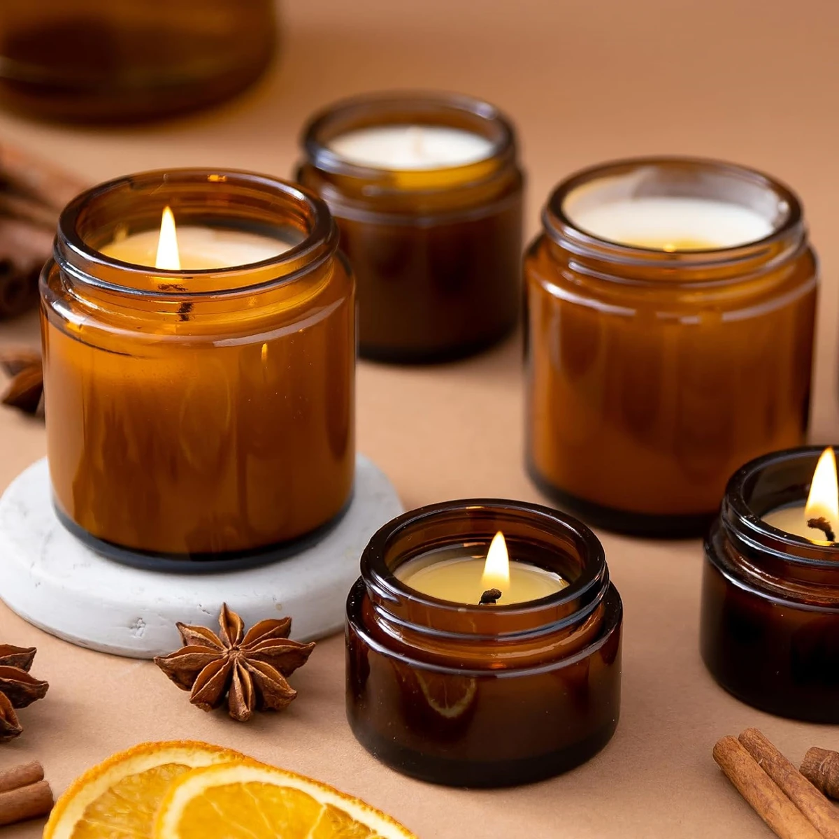 Glass Candle Jars, 4oz Amber R - Amber Jar Candle recension och pris