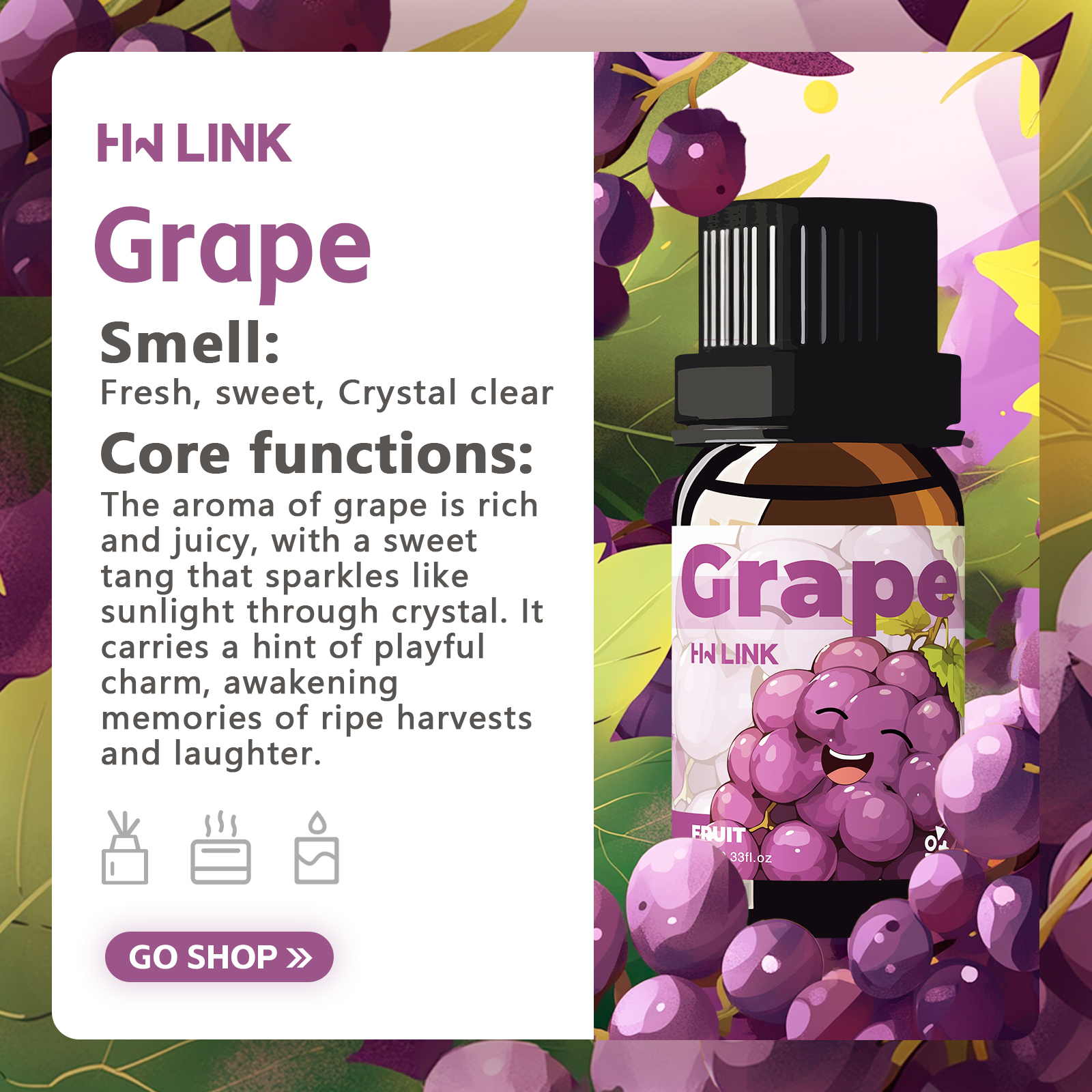 Grape Essential Oil 10ml Perfu - Home Fragrance Usa recension och pris