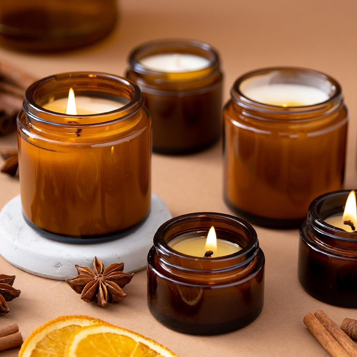 Glass Candle Jars, 4oz Amber R - Amber Jar Candle recension och pris