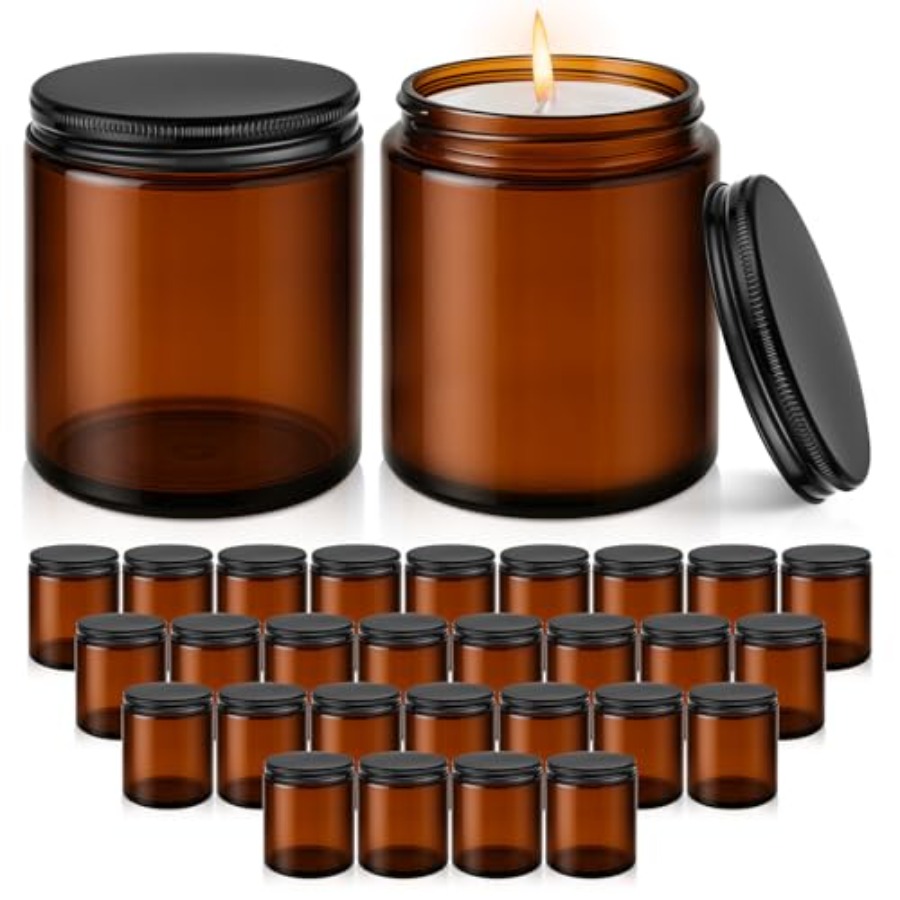 8oz Glass Jars with Lids, 30 P - Amber Jar Candle recension och pris