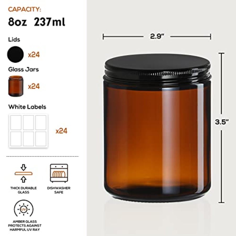 Pack 8 OZ Thick Amber Candle J - Amber Jar Candle recension och pris