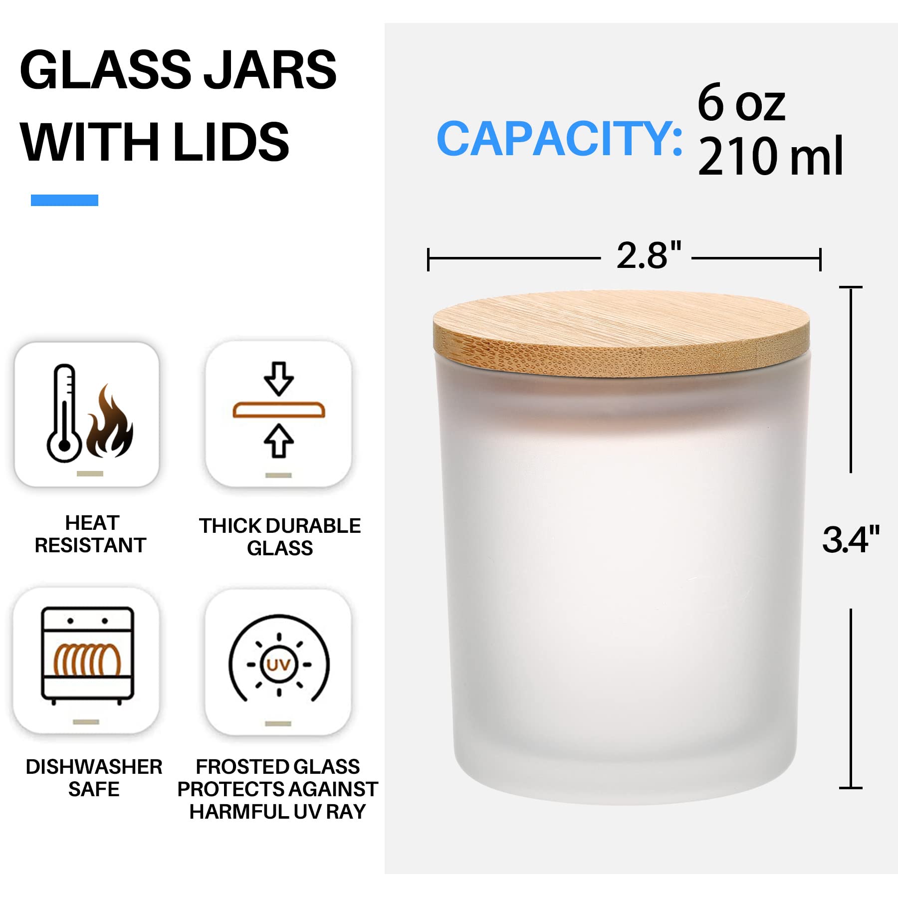 6-Pack 6OZ Frosted Amber Glass - Amber Jar Candle recension och pris