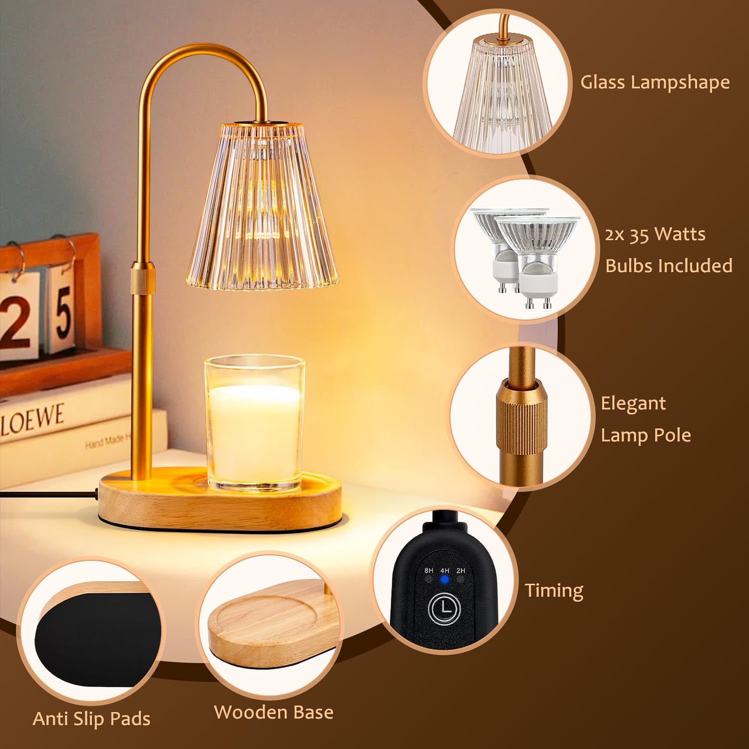 Candle Warmer Lamp with Timer  - Amber Jar Candle recension och pris