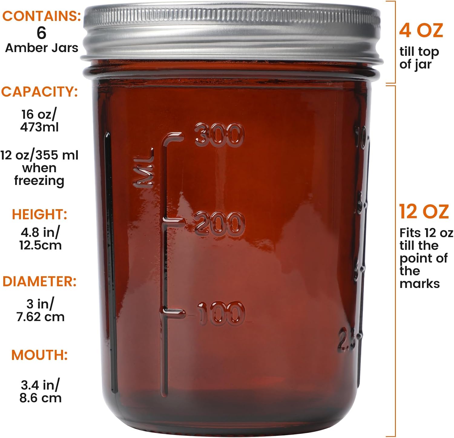 Amber Glass    Jars 16oz - 6 P - Amber Jar Candle recension och pris