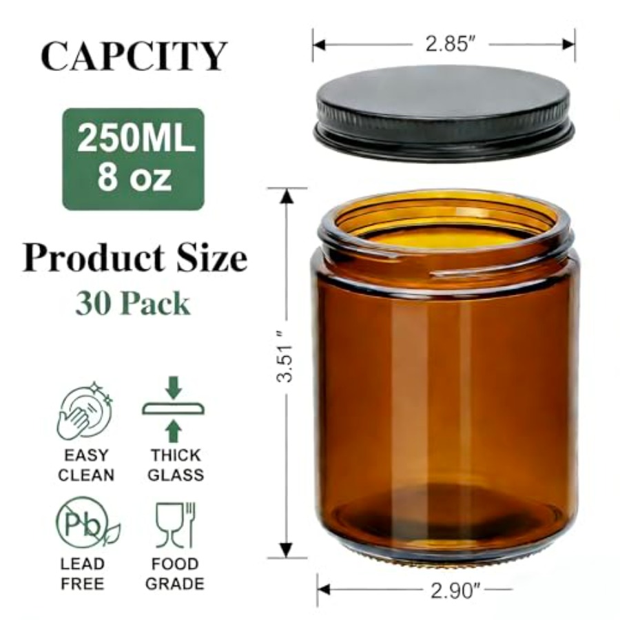 8oz Amber Candle Jars Set of 3 - Amber Jar Candle recension och pris